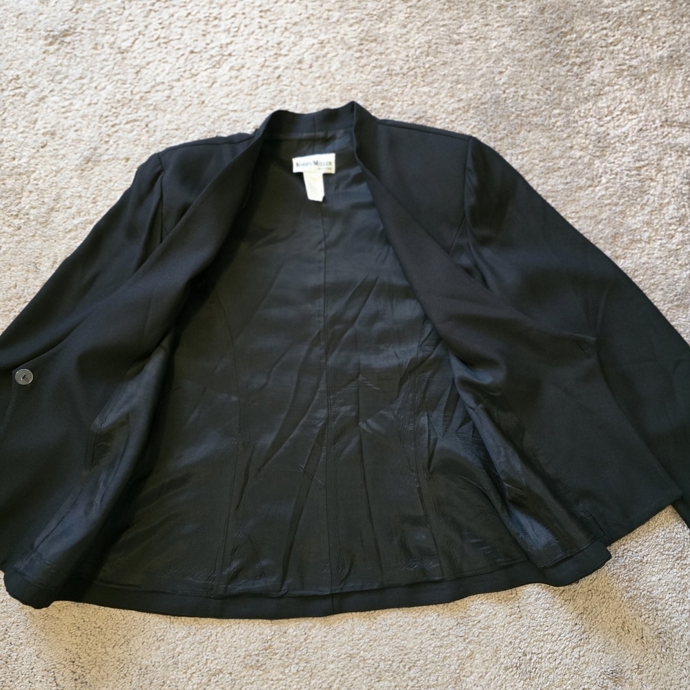 Karen Miller Black Women's Evening Blazer Beaded Button Closure 10 - Picture 6 of 7